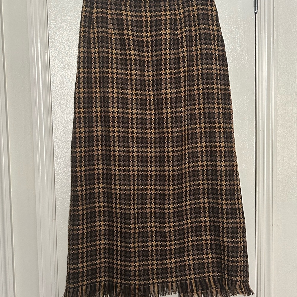 Frindge trim Plaid Brown and Black Women's Skirt (m-l)